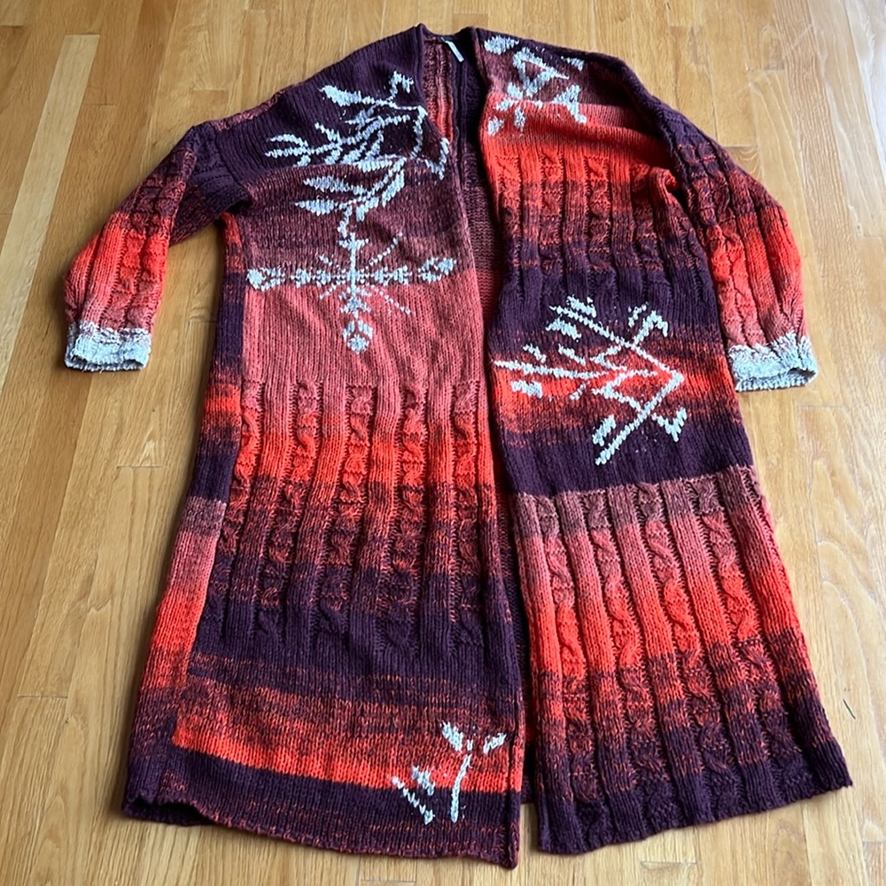 Free People Wool Blend maxi length duster sweater coat as new Size M / L